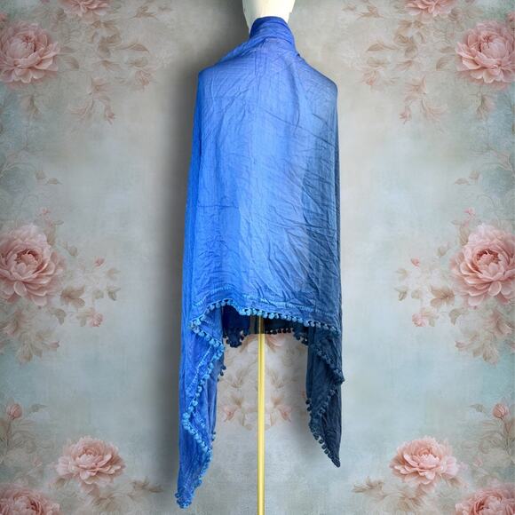 Matta Dupatta Blue Ombre 100% Silk Shawl Scarf - Picture 4 of 6